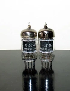 RARE Matched Pair GE JG-5814/12au7/ECC82 Black Plates Triple Mica tubes - 1954 - Picture 1 of 2
