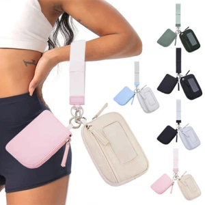 Portable Double Pouch Wristlet Keychain Wallet Small Zipper Coin Purse Women _cn - Photo 1/16