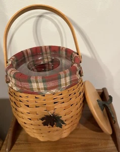 Longaberger 2000 Autunno Zucca Patch Cesto Manopola Foglia Coperchio Fodera Plastica Vintage - Foto 1 di 8