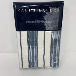 Ralph Lauren Home Indigo Cottage Blue Sawbuck Stripe EUROPEAN Pillow Sham 26x26" - Picture 1 of 8