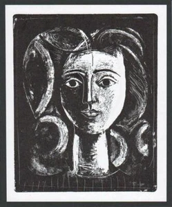 Litografía de Pablo Picasso 1956 con certificado de autenticidad. Tête de jeune fille. ARTE RARO ÚNICO - Imagen 1 de 1