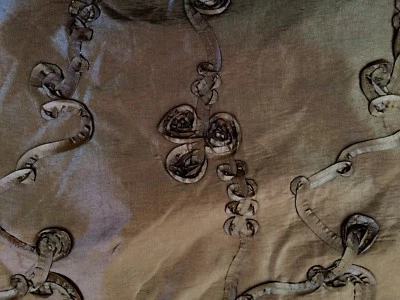 RUBELLI Silk Ribbon Flowers dark brown sculptural knit back 2+ yards new - Image 1 of 4