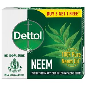 RSGL Dettol Neem Bathing Soap Bar with Pure Neem Oil, 75g (Buy 3 Get 1 Free)