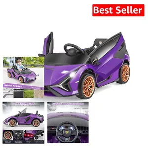 Stylish Purple Lamborghini Kids Car with Remote Control, Suspension & Sounds - Picture 1 of 11