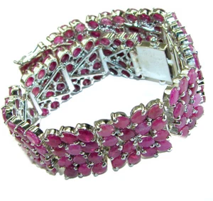 Carmen Lucia natural Ruby .925 Sterling Silver handmade Statement Bracelet - Picture 1 of 4