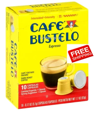 Cafe Bustelo Espresso for Nespresso Mchine * 10 Coffee Capsules, Intensity 11 - Image 1 of 2