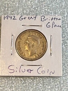 1942 Silver 6 Pence King George VI Great Britain We Do Combine Shipping - Picture 1 of 2