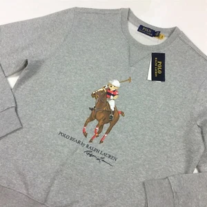 Polo Ralph Lauren Men Big Pony Polo Bear Fleece Sweatshirt Pullover Gray - Picture 1 of 7