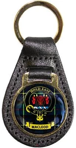 Llavero de cuero Scottish Family Clan Crest MacLeod hecho en Escocia - Imagen 1 de 2