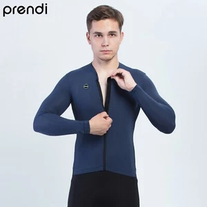 Prendi Hombres Ciclismo Jersey Manga Larga Azul Sólido Pro Bicicleta Ropa Verano - Imagen 1 de 10