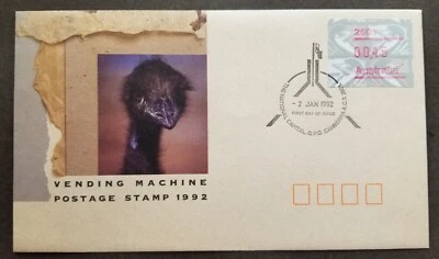 [SJ] Australia ATM Vending Machine Ostrich 1992 Bird (Frama Postage Label FDC) - Image 1 of 4
