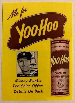  Mickey Mantle Yoo-Hoo Bebidas Publicidad Anuncio Promo RP Tarjeta Brillante NY Yankees Foto 1 de 2