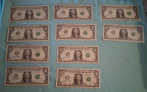 **0ne Dollar Star Notes** Lot of 10(2-2013,2-2017,4-2017A & 2-2021) Low S#N - Picture 1 of 7