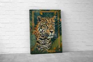 Jungle Leopard Animal Golden Canvas Unframed & Limited Edition Paint Touch-up - Bild 1 von 4