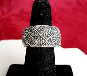 JUDITH JACK 925 STERLING SILVER MARCASITE WIDE DOME BAND RING SIZE 6.25 - Picture 1 of 9