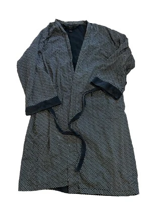 Ropa de dormir vintage IZOD bata negra a lunares ligera de algodón forrada de vellón Foto 1 de 4