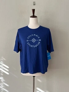 Columbia Womens Sz S Short Sleeves Crew Neck North Cascades Relaxed T-Shirt Blue - Picture 1 of 7