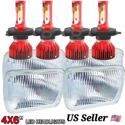 For Cadillac Fleetwood DeVille 1975-1986 4PCS 4x6 LED Headlights Hi-Lo Beam Foto 1 de 4