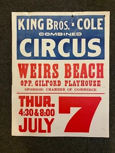 Vintage King Bros Cole Combined Circus Weirs Beach 22" x 28" Cardstock Poster - Picture 1 of 14