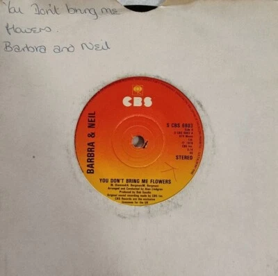 Barbra & Neil-You Don't Bring Me Flowers Vinyl 7" Single.1978 CBS S CBS 6803. - Image 1 of 4