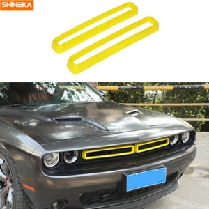 2x Front Grille Mesh Net Inserts Cover Trim for Dodge Challenger 2015-23 Yellow - Picture 1 of 6
