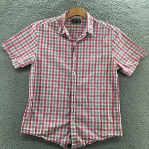 Rye Short Sleeve Shirt Youth XL Pink Button Up Checkered Slim Fit Casual Collar - Picture 1 of 19