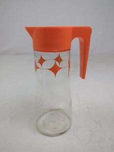 Anchor Hocking TANG Orange Atomic Starburst Glass Pitcher Flip Lid 9" 1 QtJuice - Picture 1 of 21