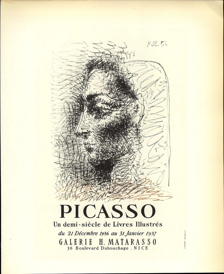 1959 Мини плакат литография оригинал печати Пабло Пикассо 50 лет иллюстрированные книги - Изображение 1 из 1