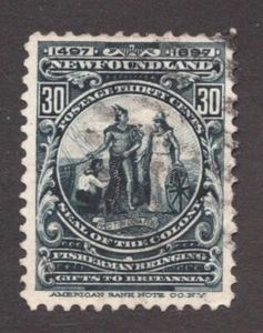 1897 Newfoundland Sc #72 - 30¢ Seal of the Colony, Fishermen - Used Cv$55 usd - Picture 1 of 1