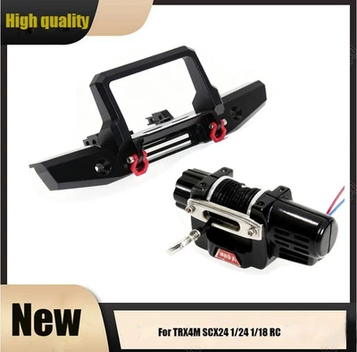 Metal Front Bumper with Winch Remote Controller For TRX4M SCX24 1/24 1/18 RC HAU - Image 1 of 4