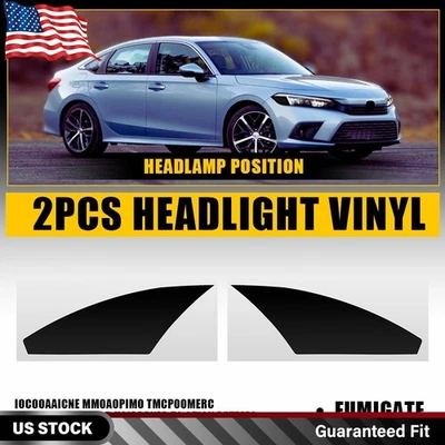 Para Honda Civic 2022-2025 2X Faros Vinilo PreCortado Superposición Tinte Calcomanía Adhesiva Foto 1 de 4