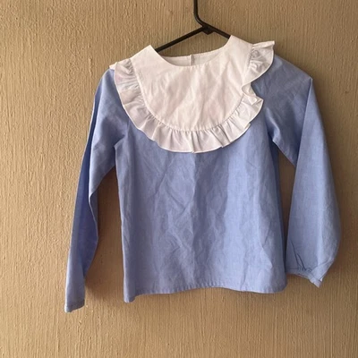 Blusa Top Camisa Jacadi Paris Niñas Talla 10 A 140 Cuello Volantes *****LEER***** Foto 1 de 4