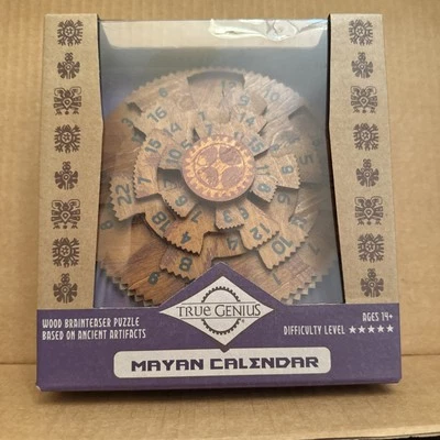 NIB TRUE GENIUS MAYAN CALENDAR WOOD BRAINTEASER PUZZLE~AGES 14 & UP - Image 1 of 2