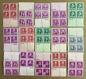 U.S. Famous Americans Blocks • 1930s–40s Mint Hinged Lot of 15 Blocks of 4 - Picture 1 of 17