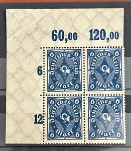 German block of 4 stamps 1922 Mi:DR228P - Posthorn 6RM MNH /494 - Picture 1 of 1
