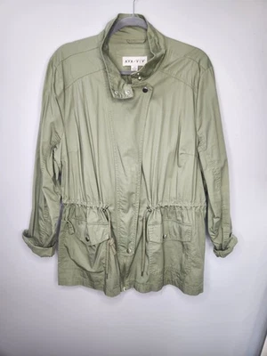 Ava & Viv 2X 实用夹克绿色军用风格轻便口袋  — 第 1/4 张图片