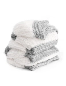 YnM Ultra Soft Fuzzy Throw Blanket, Hand Knit with Faux Rabbit Fur and Cotton... - Picture 1 of 9