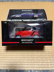 Minichamps 1/18 Smart Fortwo Cabrio 2007 Red Black Diecast Car Collection - Picture 1 of 8
