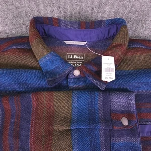 LL Bean Shirt Mens XXL Tall Flannel Fleece Lined Chore Barn Jac Shacket - Picture 1 of 10