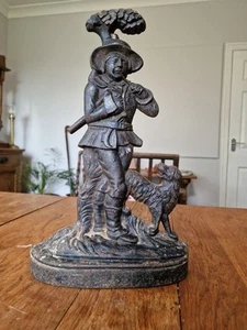 Antiker viktorianischer Türstopper Waldarbeiter und Hund aus Gusseisen - Bild 1 von 24