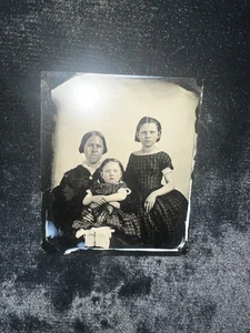 Antique Glass Photo Victorian Mother & Children - Picture 1 of 4