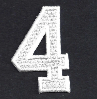 NUMBERS-White Number "4" (1 7/8") - Iron On Embroidered Applique/Numbers - Image 1 of 2