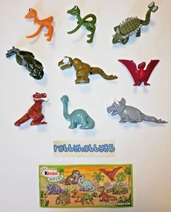 JUEGO COMPLETO DE 8 FIGURAS DINOSAURIOS CON PAPELES KINDER JOY SORPRESA HUEVOS JUGUETES 2010 - Imagen 1 de 1