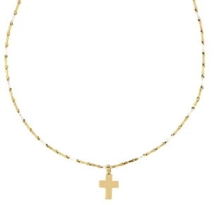 Collana da Uomo in Oro Giallo e Bianco 18 Carati con Croce - Imagen 1 de 4