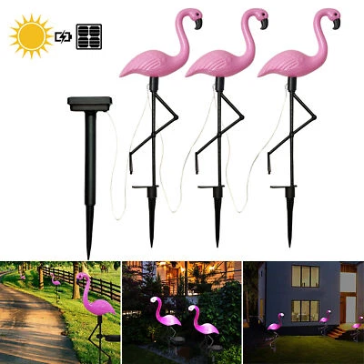 Gartenfigur Design Solarstecker Flamingo 3er Set Höhe 52 cm LED SOLAR Sensor 3er - Bild 1 von 4