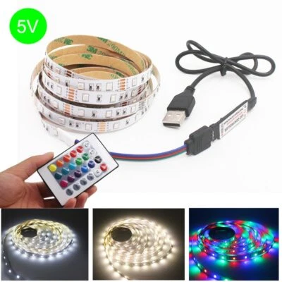 12V RGB LED Strip Light USB 5V PC TV Backlight 2835 USB Lamp Tape Diode Ribbon - Image 1 of 4