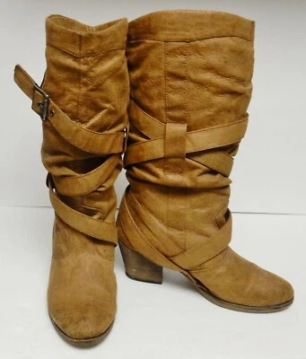 Rocket Dog Tall Boots Western Fashion Straps Brown Distress Women's Size 8.5 (?) - Image 1 of 4