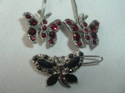 DE COLECCIÓN PASADOR DE PELO DE MARIPOSA Y 2 ALFILERES BOBBIE ACCESORIO  Foto 1 de 3