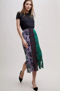 Falda midi de seda con estampado múltiple floral RIXO Steph talla grande - Imagen 1 de 6