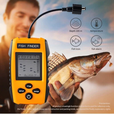 Portable Fish Finder Wire Underwater Fishing 100M Water Depth Sonar Echo Sounder - Image 1 of 4